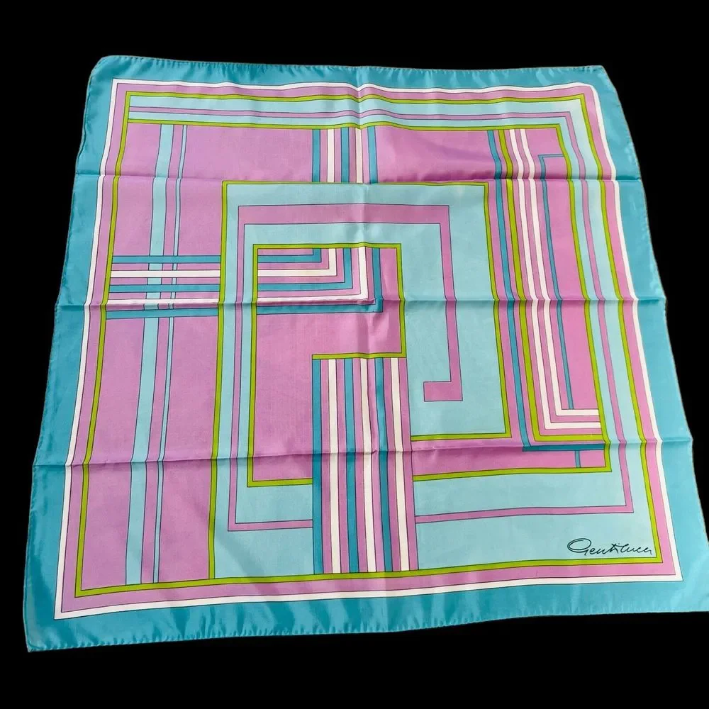 Vintage Gentilucci Colorful Art Deco Scarf/Headwrap Made in Italy